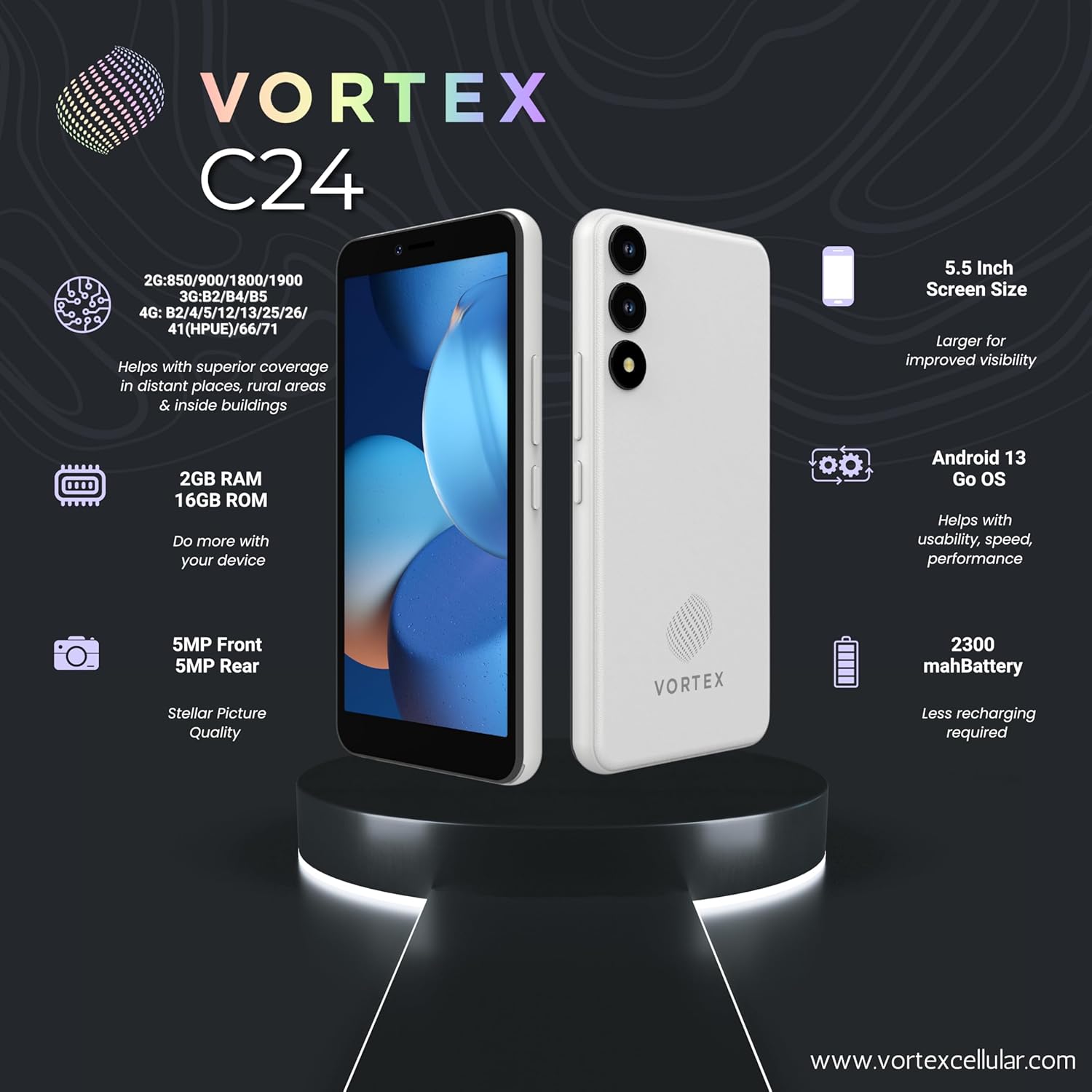 C24 | 2024 | All-Day Battery | GSM Unlocked | 5.5? Display | 2/16GB | 2300mAh | US Version | US Warranty | White ? ? ? ? ? - Image 3