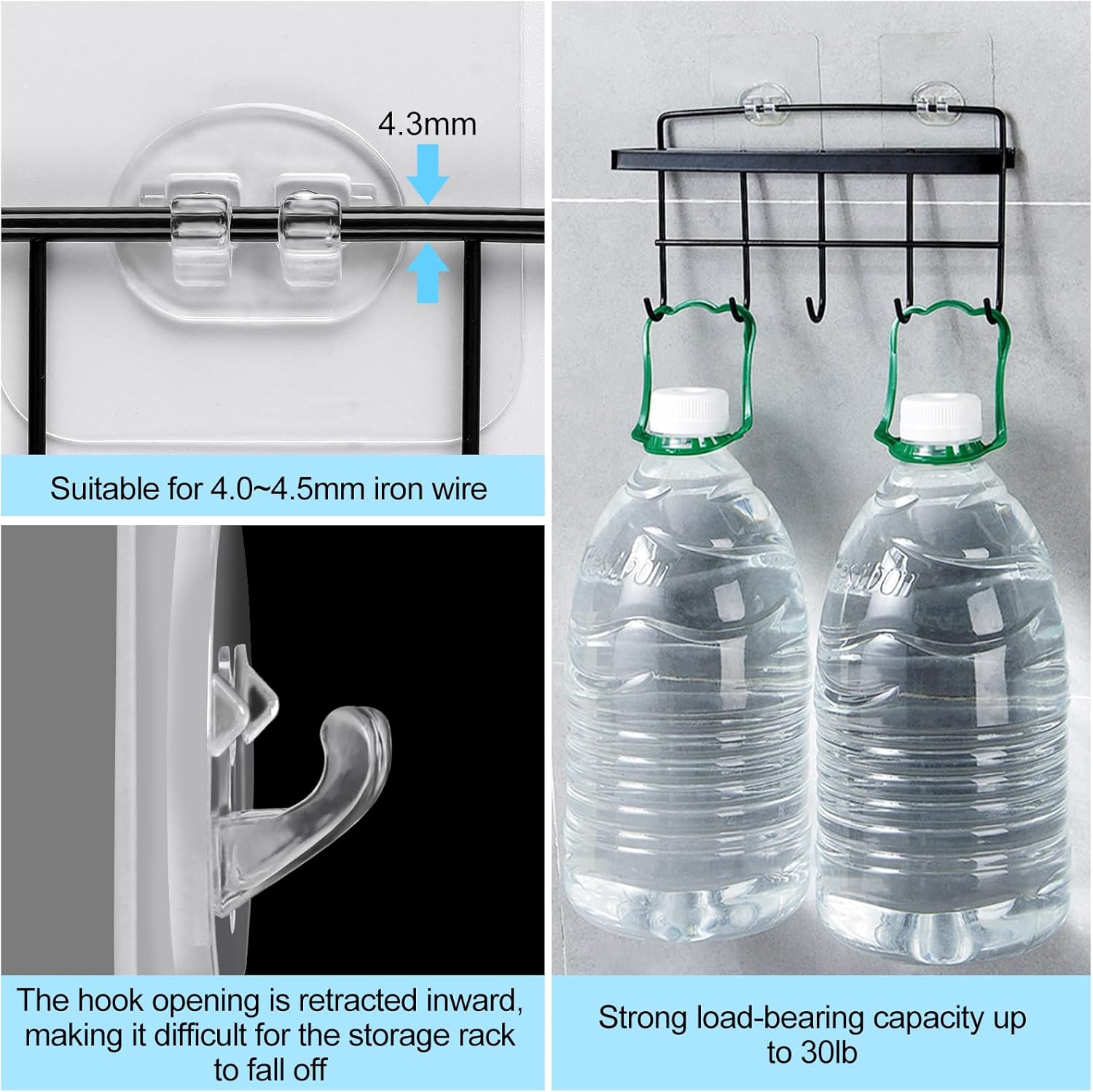 vivinin 15 Pack Shower Caddy Adhesive Replacement, Shower Shelf Adhesive No Drilling, Adhesive Shower Hooks Strong Adhesive, Adhesive Hooks for Showe Caddy, Soap Holder, and Kitchen Racks ? ? ? ? ? - Image 5