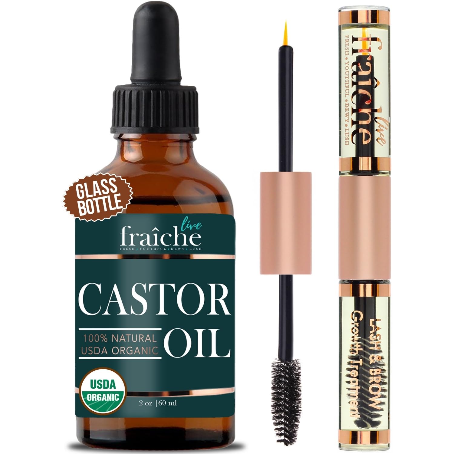 Organic Castor Oil for Face (2oz) + FREE Filled Mascara Tube, 100% Pure USDA Eyebrow Eyelash Growth Serum, Cold Pressed, Hexane Free Hair Lash Serum ? ? ? ? ?