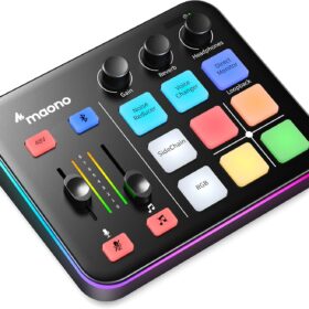 MAONO Gaming Audio Mixer, Audio Interface with Pro-preamp, RGB, Bluetooth, 48V Phantom Power for Live Streaming, Podcasting, Content Create, Gaming MaonoCaster G1 NEO (BLACK) ?   ?   ?  ?   ?