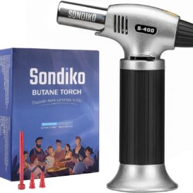 Sondiko Butane Torch S400, Refillable Kitchen Torch Lighter, Fit All Butane Tanks Blow Torch with Safety Lock and Adjustable Flame for Desserts, Creme Brulee, and Baking?Butane Gas Is Not Included ?   ?   ?  ?   ?