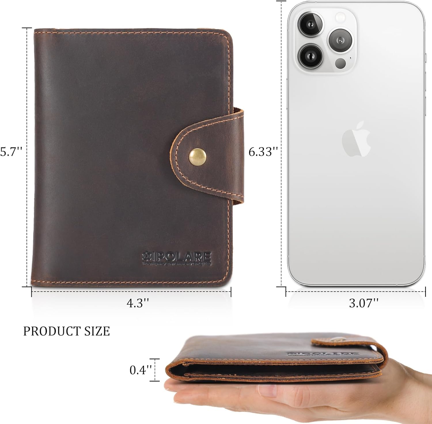 Polare Full Grain Leather Slim and Soft RFID Blocking wallet For Men Snap Bifold Travel Wallet Passport Holders 2 Passports (Dark Brown) ? ? ? ? ? - Image 3