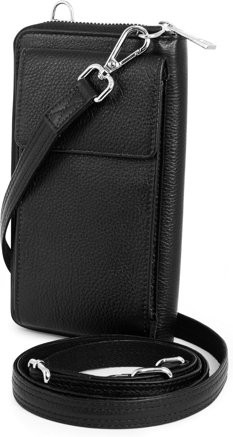 BULL GUARD Crossbody Leather Wallet Phone Purse, Anti Theft and RFID Blocking, Small Elegant Design for Travel ? ? ? ? ?