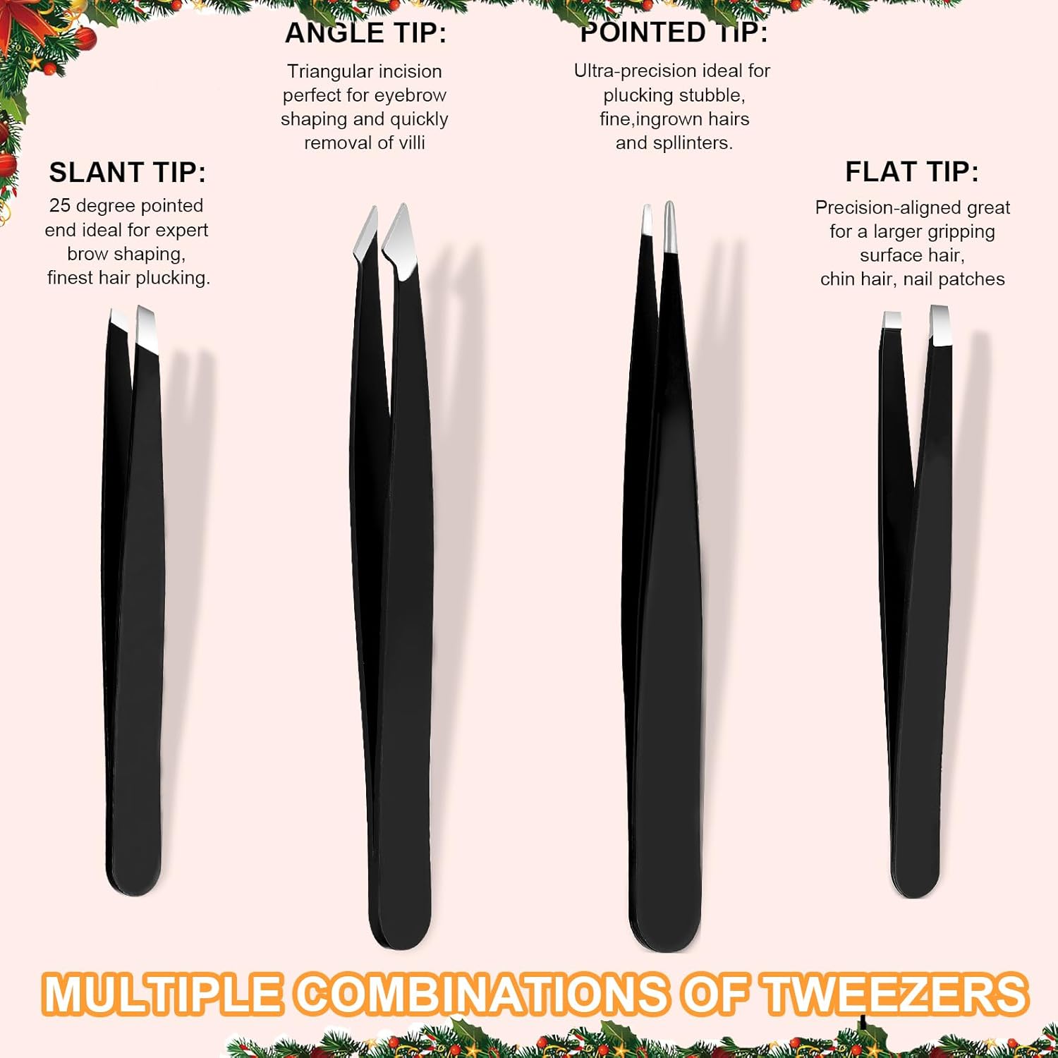 Yougai Tweezers Set and Nail Clipper, Tweezers Set for Men/Women, 9PCS Professional Stainless Steel Tweezers Kit with Leather Travel Case ? ? ? ? ? - Image 3