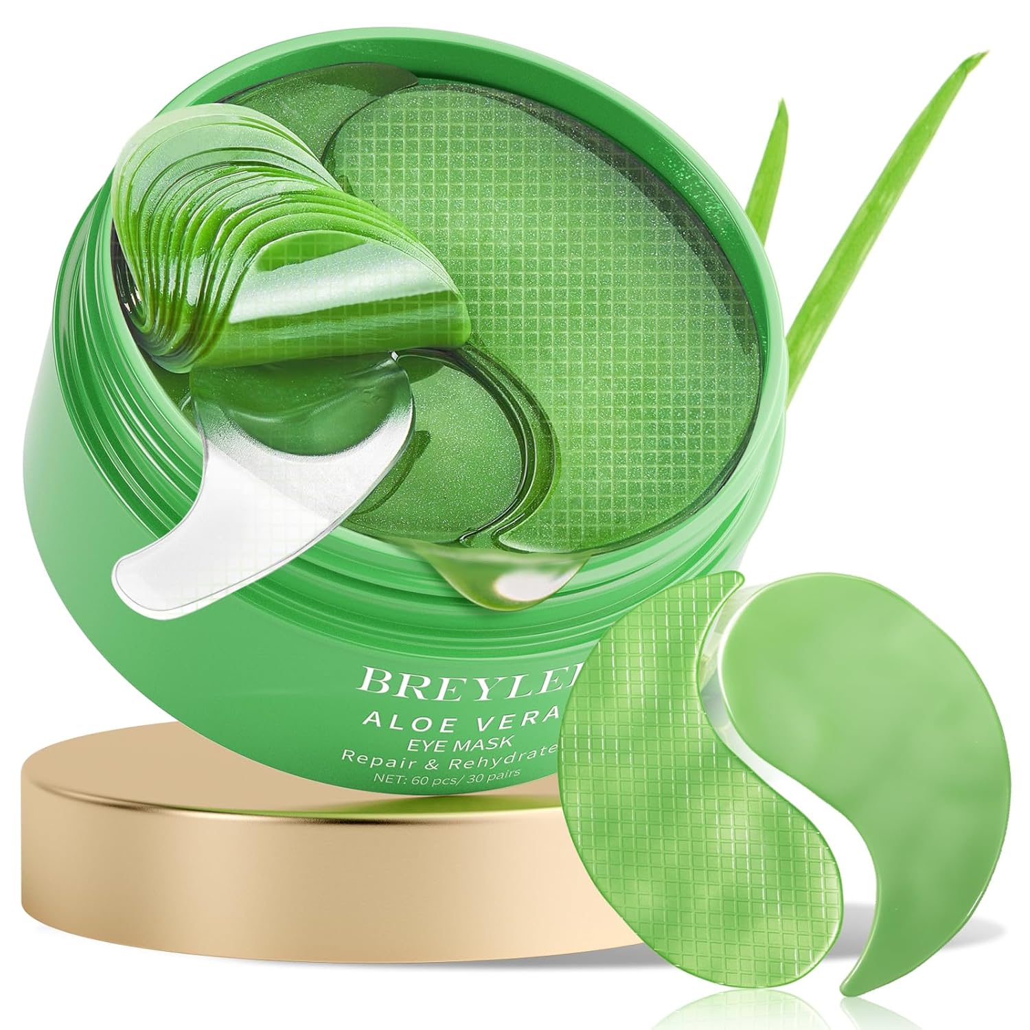 BREYLEE Aloe Vera Eye Masks? 60 Pcs - Puffy Eyes and Dark Circles Treatments ? Look Younger and Reduce Wrinkles and Fine Lines Undereye, Improve and Firm eye Skin - Pure Natural Material Extraction ? ? ? ? ?
