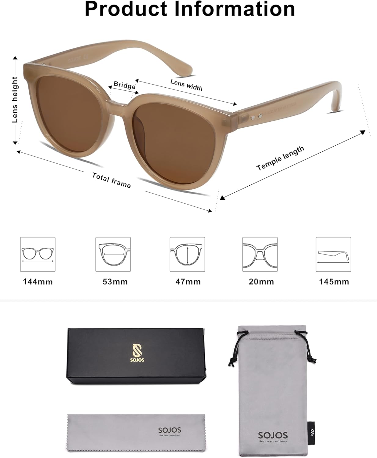 SOJOS Trendy Cat Eye Round Polarized Sunglasses for Women Fashion UV Protection Sunnies Sunglasses SJ2175 ? - Image 5