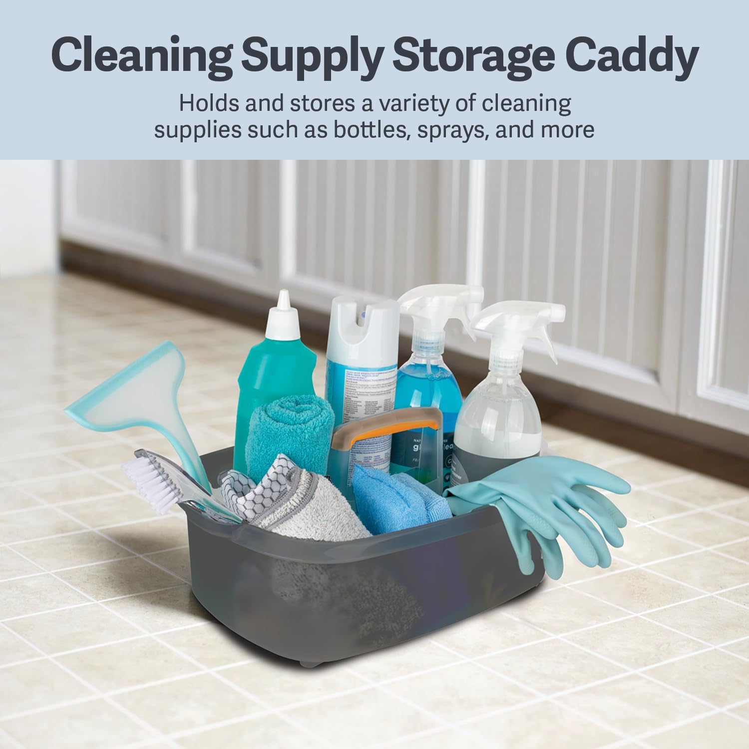 Casabella Plastic Multipurpose Cleaning Storage Caddy with Handle, 1.85 Gallon, Gray and Orange ? ? ? ? ? - Image 2