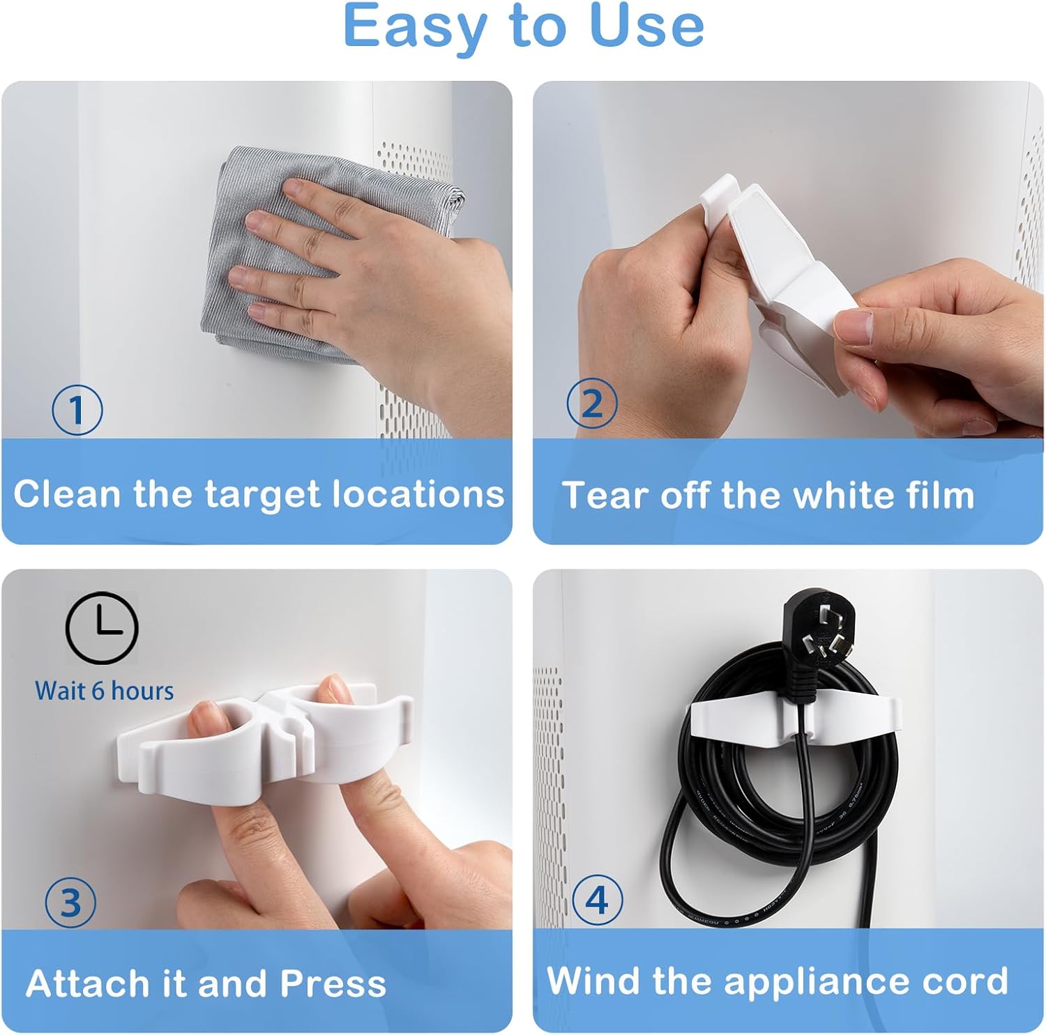 Cord Organizer for Appliances, 8 Pack Upgraded Kitchen Appliance Cord Organizer Stick On Appliance Wire Organizer Wire Wrapper for Kitchen Appliances Mixers, Coffee Maker, Pressure Cooker ? ? ? ? ? - Image 5