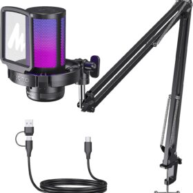 MAONO Gaming USB Microphone, Noise Cancellation Condenser mic with Mute, Gain, Monitoring, Boom Arm for Streaming, Podcast, Twitch, YouTube, Discord, PC, Computer, PS4, PS5, Mac, GamerWave DGM20S ?   ?   ?  ?   ?