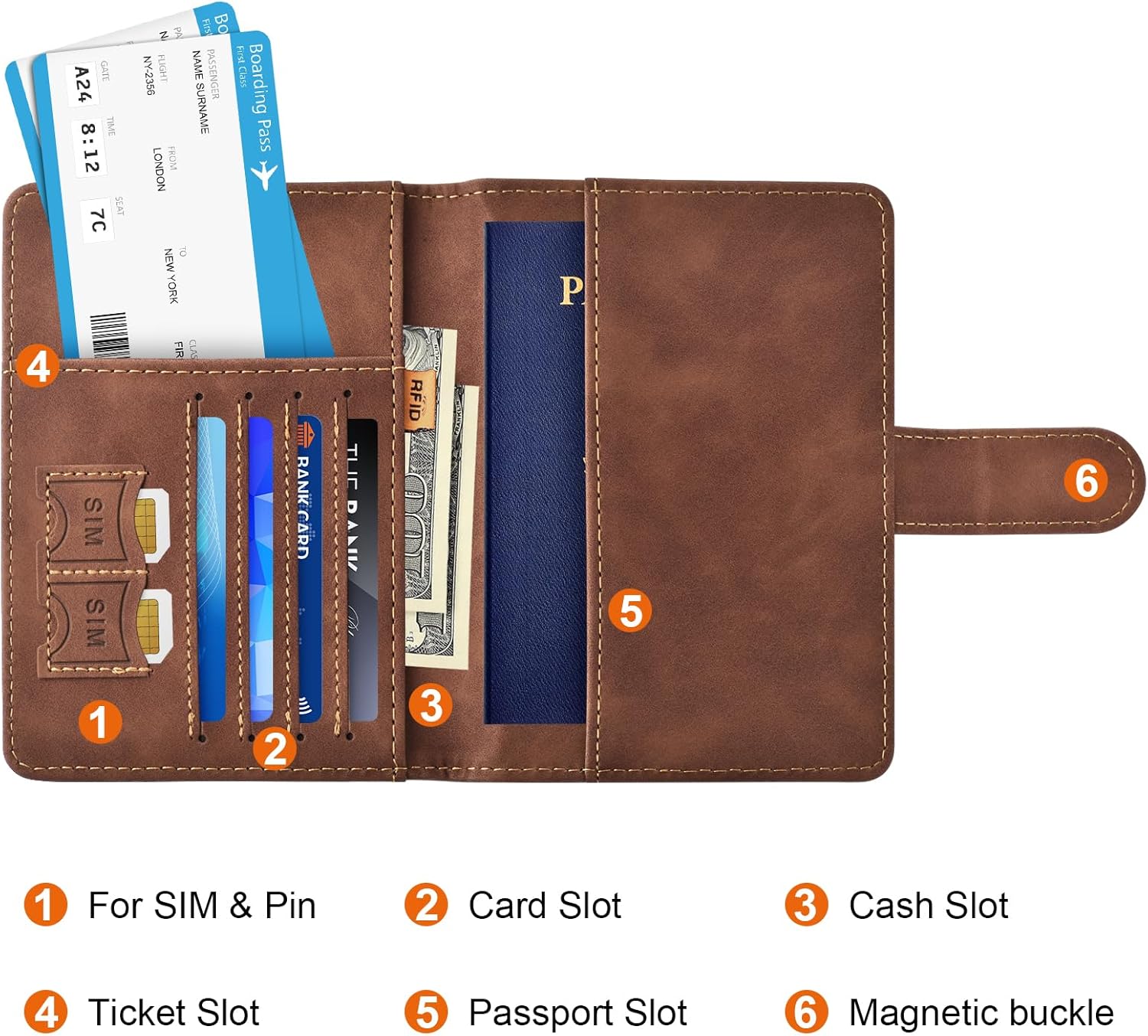 Eoehro Passport Holder for Travel Essentials, Passport Wallet Cover Case for Travel Must Haves Accessories,Passport Book Holders for Women and Men(brown) ? ? ? ? ? - Image 3