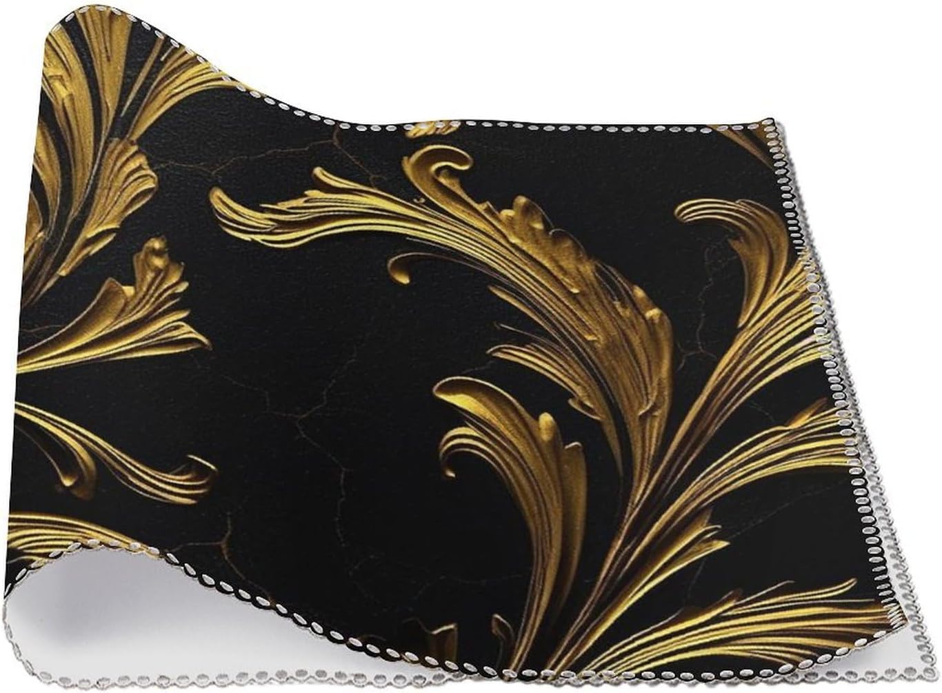 Black and Gold Placemats Set 4 Heat Resistant Place Mats Non-Slip Washable Indoor Outdoor Table Mats Table Mats for Dining Kitchen Party Measures 17.7 X 11.8Inch ? ? ? ? ? - Image 3