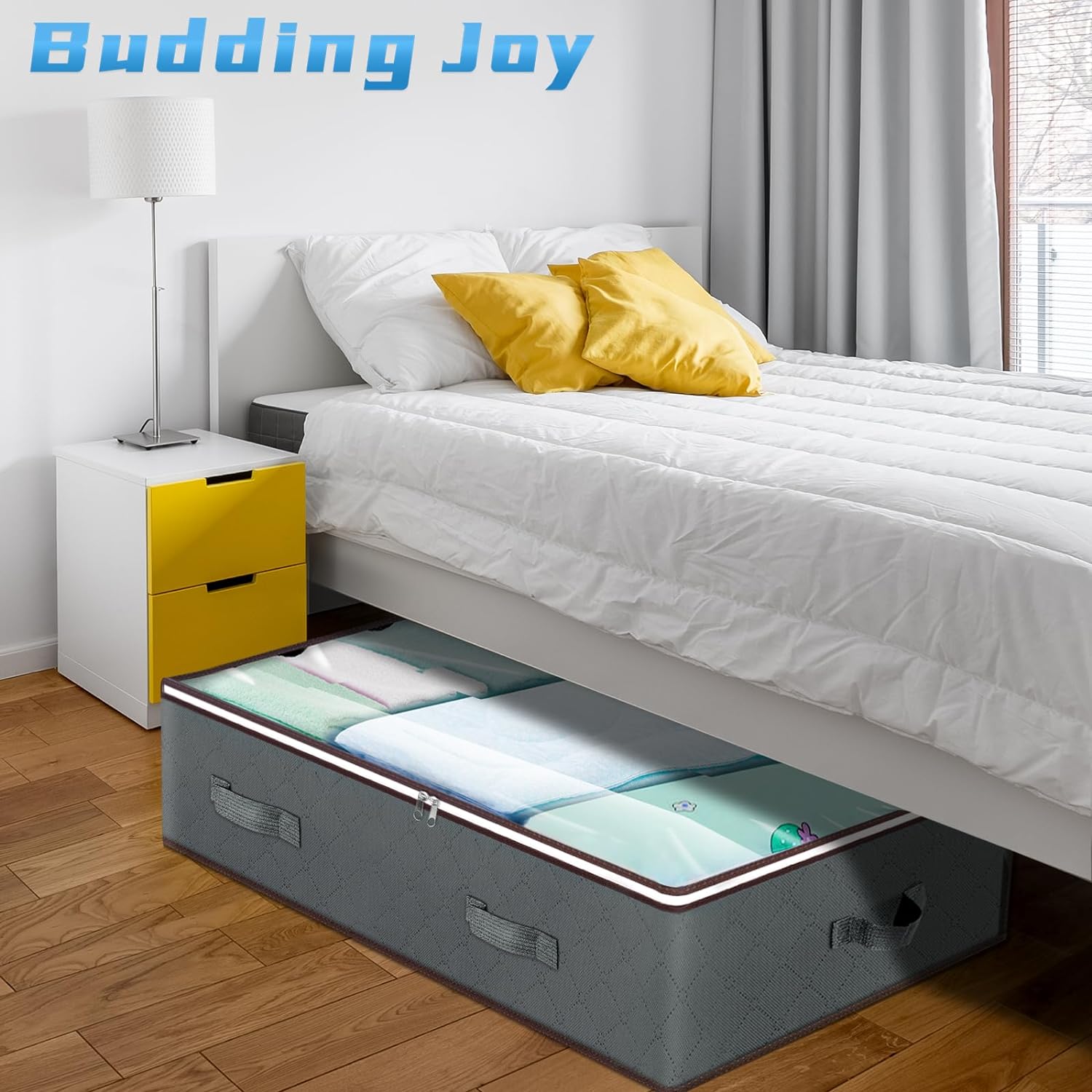 Budding Joy 90L Under Bed Storage Containers, Closet Organizers and Storage Bins, Foldable Underbed Storage Bags for Blankets, Towels, Comforter, Sweaters, Pillows, Linen Sheets, Wrapping Paper ? ? ? ? ? - Image 4