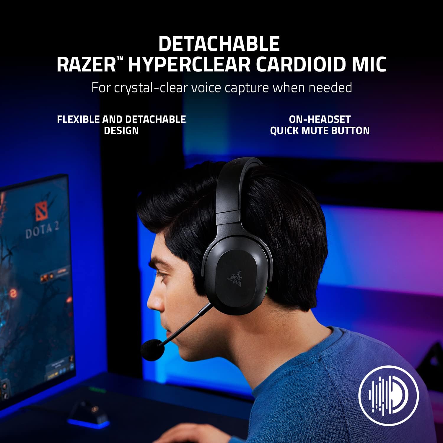 Razer Barracuda X Wireless Gaming & Mobile Headset (PC, PlayStation, Switch, Android, iOS): 2.4GHz Wireless + Bluetooth - Lightweight - 40mm Drivers - Detachable Mic - 50 Hr Battery - Black - Image 5