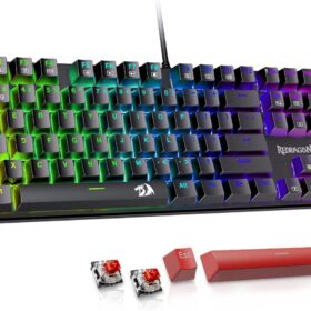 Redragon Mechanical Gaming Keyboard, Wired Mechanical Keyboard with 11 Programmable Backlit Modes, Hot-Swappable Red Switch, Anti-Ghosting, Double-Shot PBT Keycaps, Light Up Keyboard for PC Mac ?   ?   ?  ?   ?