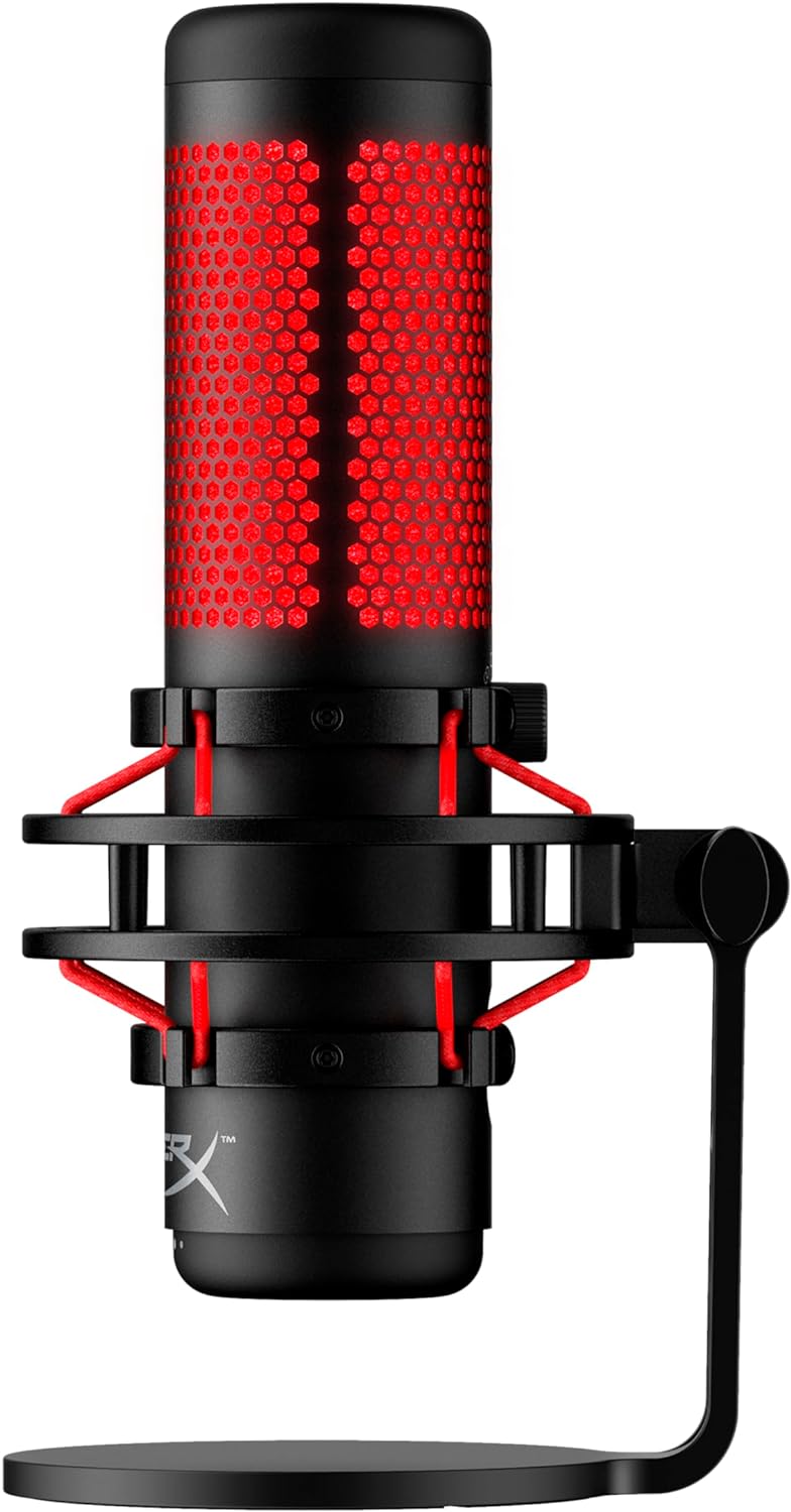 HyperX QuadCast - USB Condenser Gaming Microphone, for PC, PS4, PS5 and Mac, Anti-Vibration Shock Mount, Four Polar Patterns, Pop Filter, Gain Control, Podcasts, Twitch, YouTube, Discord, Red LED ? ? ? ? ? - Image 2