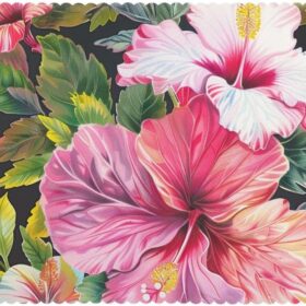 Hibiscus Flowers Print Printed Heat Resistant Placemats 6 PCS - Non-Slip Washable Kitchen Table Mats for Dining, Parties & More (18x12in, Polyeste) ?   ?   ?  ?   ?