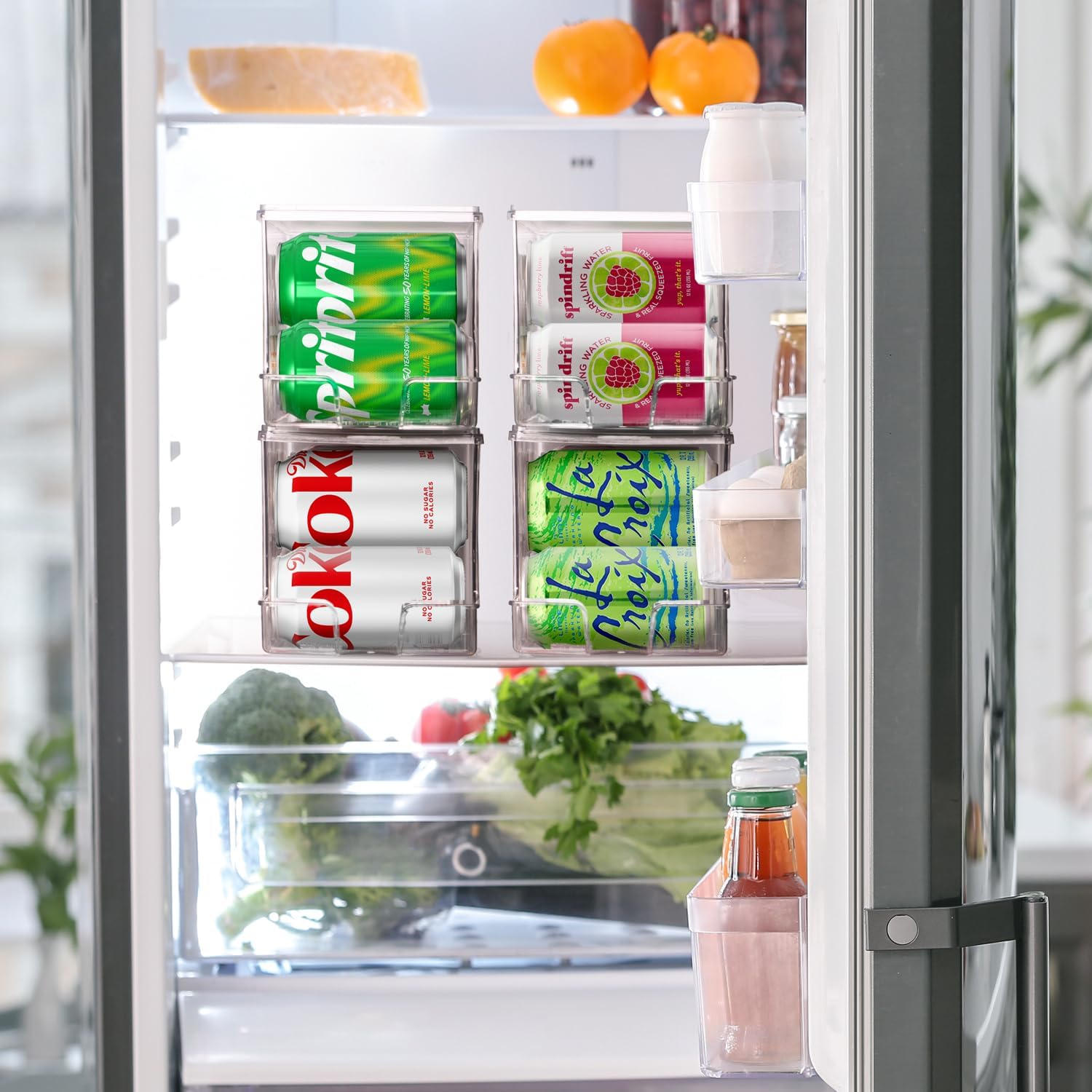 ClearSpace Soda Can Organizer & Soda Can Dispenser for Refrigerator - Fridge Organizer & Stackable Drink Organizer for Fridge, Can Organizer for Refrigerator - Holds 12 Cans Each, BPA Free - 2 Pack ? ? ? ? ? - Image 2