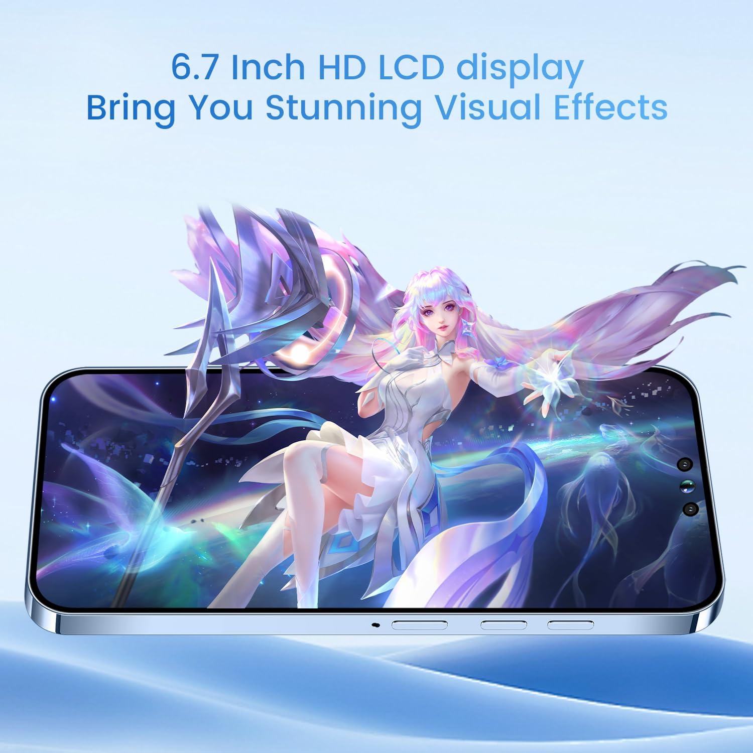 Unlocked Android Phone Android 13 Unlocked Phone 8-core 8GB+256GB Cell Phone 50MP+24MP Camera Pixels 6800mAh Battery for Extended Standby 6.7inch HD Screen Mobile Phone 5G Dual SIM (Blue) ? ? ? ? ? - Image 3