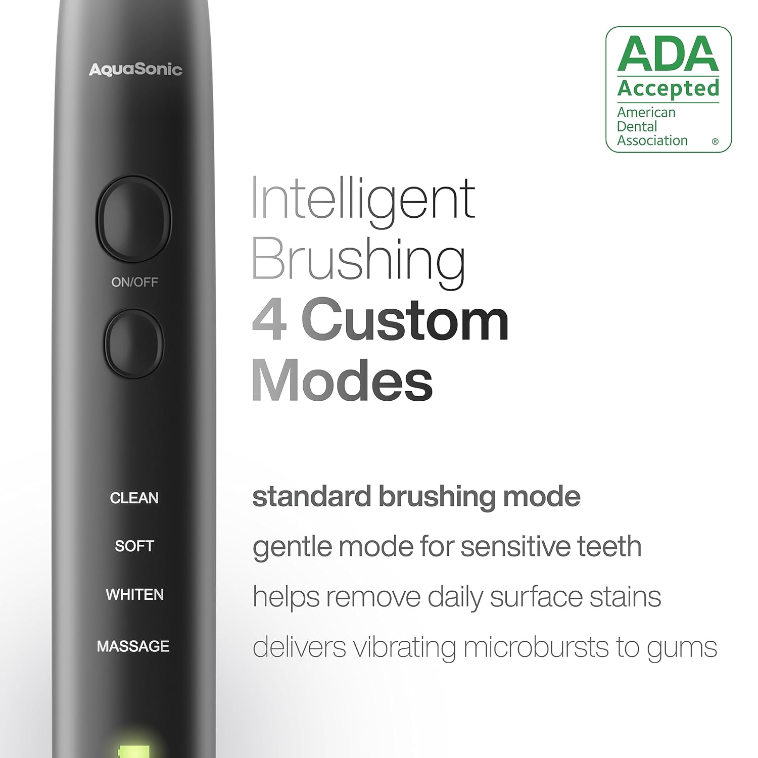 Aquasonic Black Series Ultra Whitening Toothbrush ? ADA Accepted Electric Toothbrush- 8 Brush Heads & Travel Case ? 40,000 VPM Electric Motor & Wireless Charging - 4 Modes w Smart Timer ? ? ? ? ? - Image 4