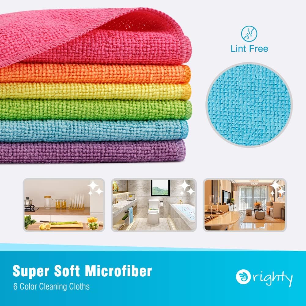 Orighty Cleaning Cloths Pack of 12, Highly Absorbent Microfiber Cleaning Supplies, Lint Free Cloths for Multiple-use, Powerful Dust Removal Clean Rags for House, Kitchen, Car Care(12x12 inch) ? ? ? ? ? - Image 2