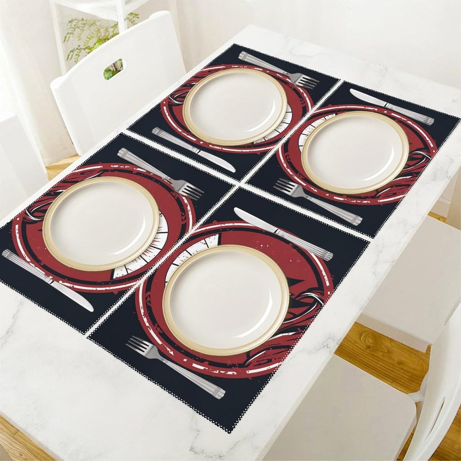 Place Mat Red Spartan Helmet Placemats Set of 6 Non-Slip Table Mats Heat Resistant Place Mats Washable Placemat for Kitchen Anti Slip Dining Table Place Mats ? ? ? ? ? - Image 5