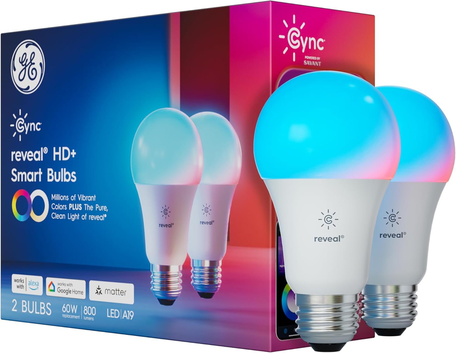 Cync GE A19 Smart LED Light Bulbs, Room D?cor Aesthetic Color Changing WiFi Lights, LED Indoor Light Bulb, Works with Amazon Alexa and Google (2 Pack) ? ? ? ? ?