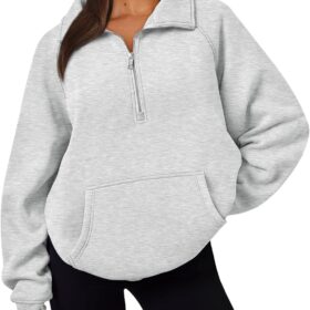 Trendy Queen Womens Oversized Sweatshirts Quarter Zip Pullover Long Sleeve Fall Fashion 2025 Winter Clothes Thumb Holes
