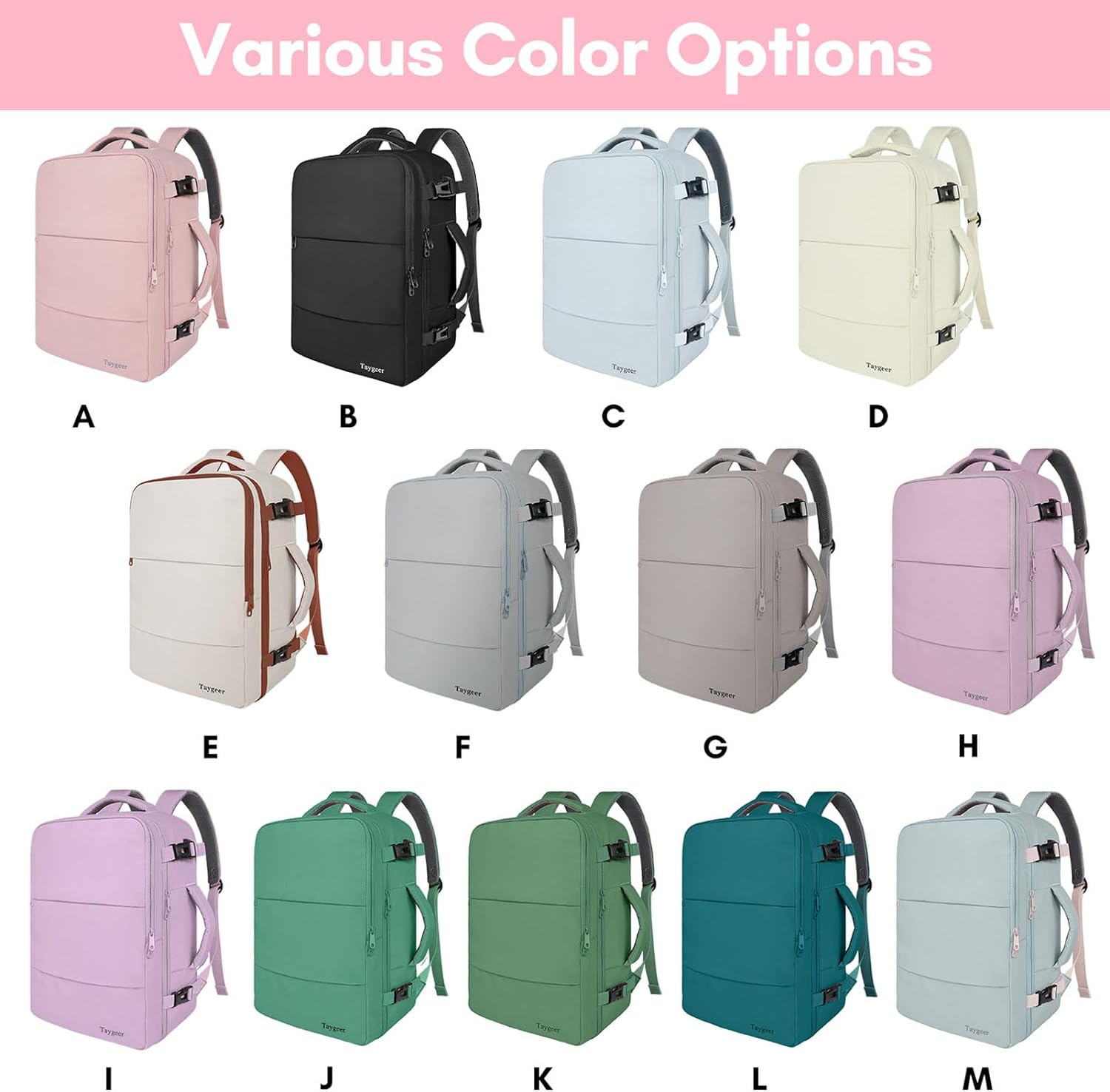 Taygeer Travel Backpack for Women, Carry On Backpack with USB Charging Port & Shoe Pouch, TSA 15.6inch Laptop Mochila Flight Approved, Nurse Bag Casual Daypack for Weekender Business Hiking, Pink ? ? ? ? ? - Image 2