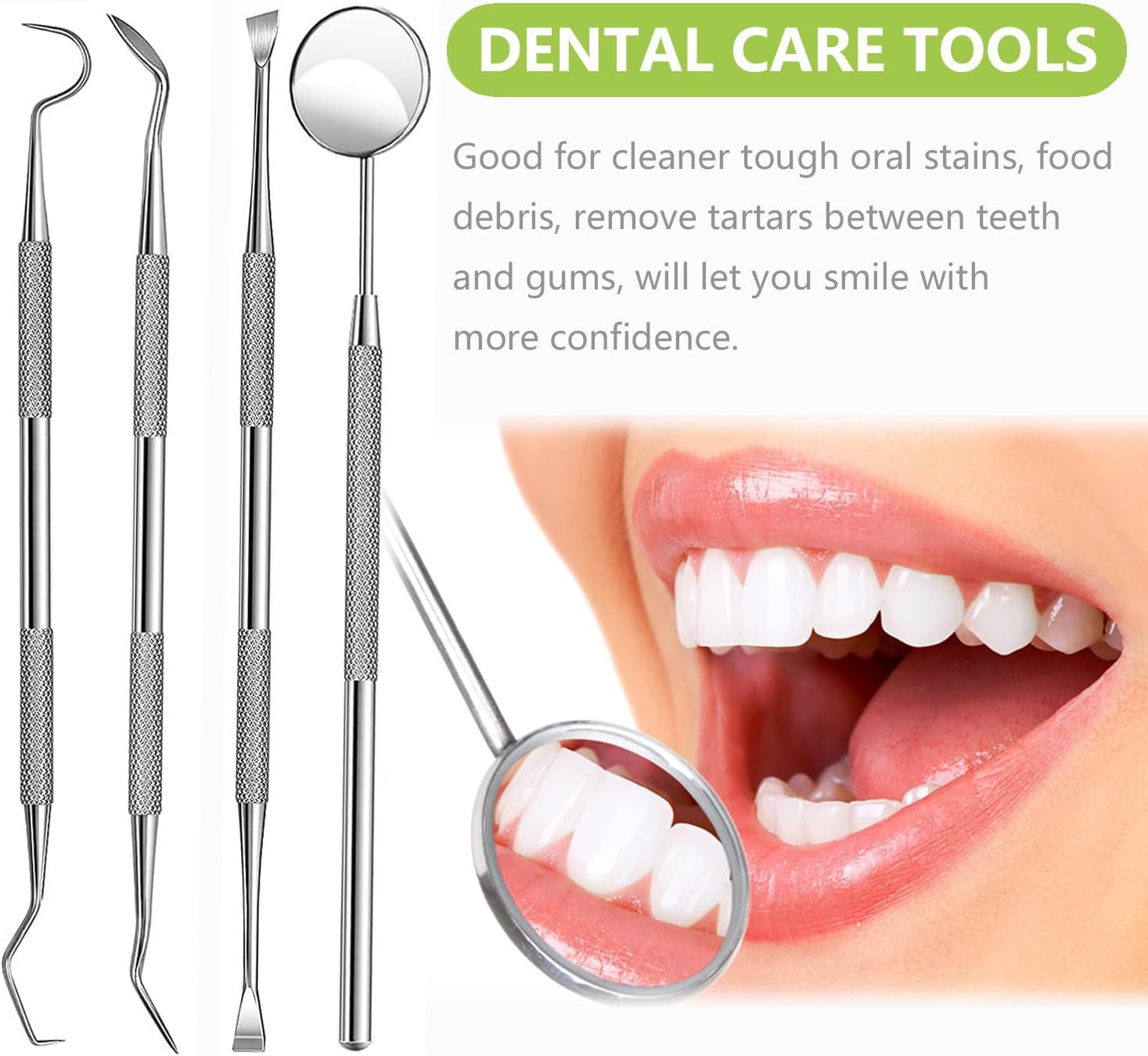 Dental Tools, Professional Teeth Cleaning Oral Care Hygiene Kit, Stainless Steel Dental Pick Tooth Scraper Tartar Plaque Remover for Dentist, Personal, Pet Use with Storage Box ? ? ? ? ? - Image 2