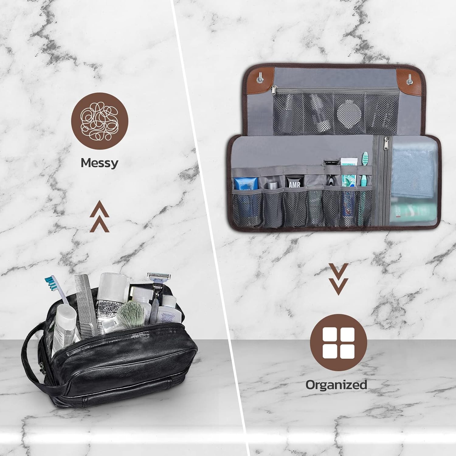 Toiletry Bag for Men, Travel Essentials Travel Toiletry Bag, Water-Resistant Compact Bathroom Roll Organizer for Hygiene, Shaving kit, Gifts for men ? ? ? ? ? - Image 4