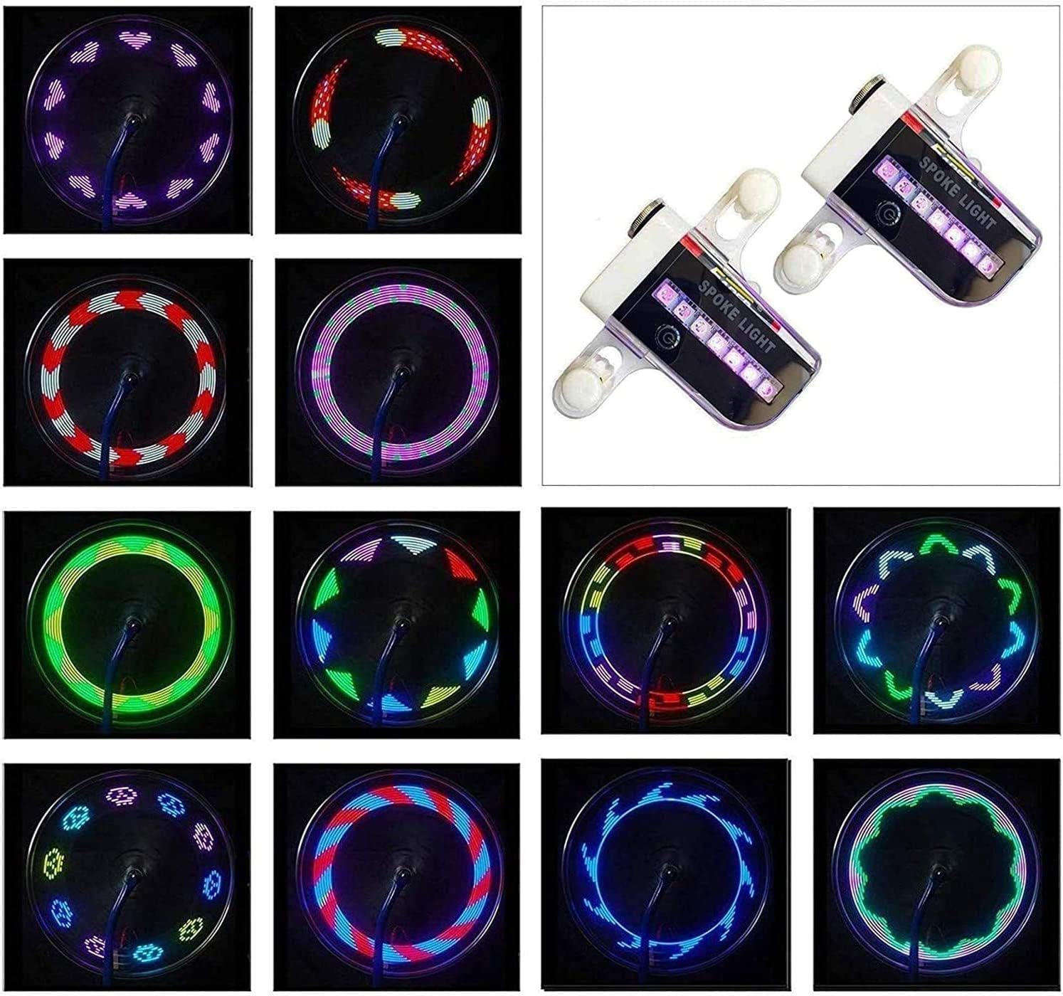 Bike Wheel Lights (2 Pack) - Waterproof LED Bicycle Spoke Lights Safety Tire Lights - Great Gift for Kids Adults - 30 Different Patterns Change - Bike Accessories - Black ? ? ? ? ? - Image 2