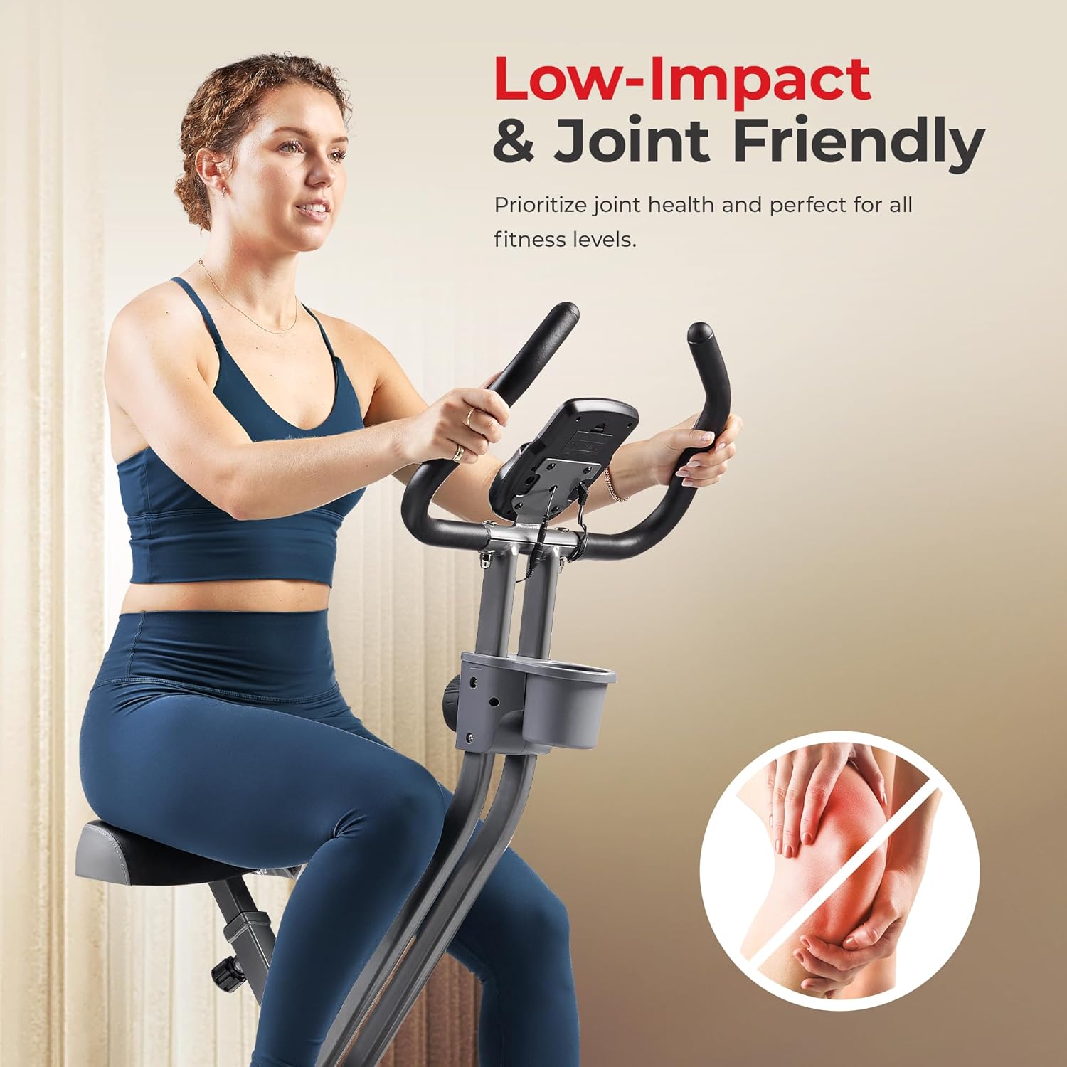 Sunny Health & Fitness Smart Folding X-Bike, Portable Compact Exercise Bike for Indoor Cycling Workout, Home Cardio Training Machine, Free SunnyFit App Bluetooth Connect, Optional Foldable Recumbent ? ? ? ? ? - Image 2