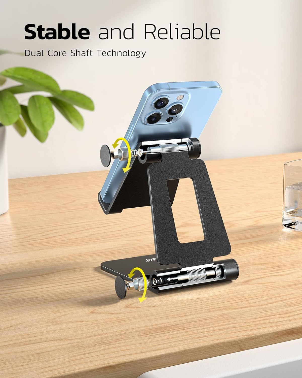 Nulaxy Dual Folding Cell Phone Stand, Fully Adjustable Foldable Desktop Phone Holder Cradle Dock Compatible with Phone 16 15 14 13 12 11 Pro Xs Xs Max Xr X 8, Nintendo Switch, All Phones ? ? ? ? ? - Image 5