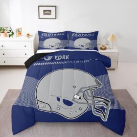 Erosebridal Football Team Comforter Set American Football Lover Bedding Comforter Sets for Men Teenagers Youth, American Football City Bedding Sports Game Competition Twin 2Pcs (New York)                 