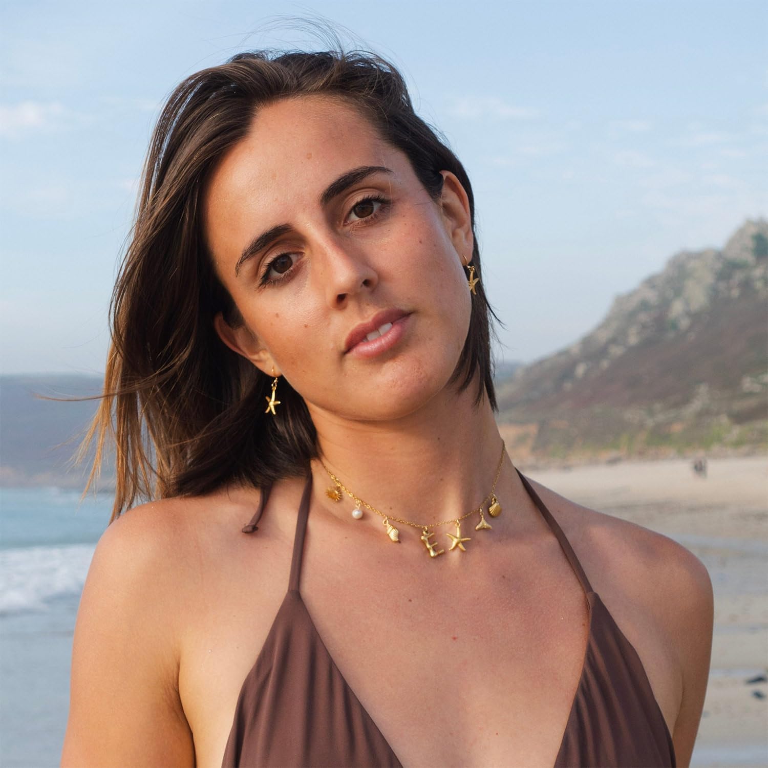 Gold Initial Charm Necklaces for Women, Boho Surfer Beach Letter Necklace 14K Gold Plated A-Z Pendant Alphabet Choker Necklace Personalized Monogram Name Necklace Beach Jewelry for Women Gift ? - Image 3