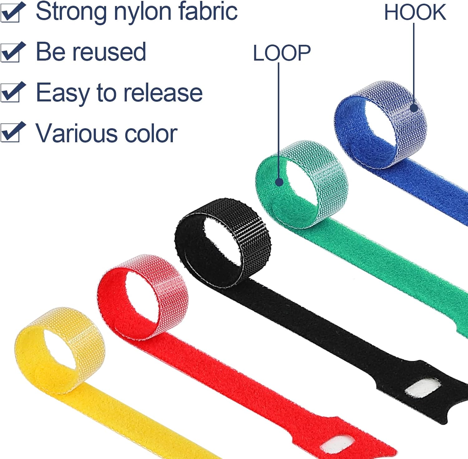120PCS 6 Inch Cable Ties Reusable Multi-Purpose Wire Ties Cord Organizer Cable Organizer Adjustable Cable Management 5 Colors ? ? ? ? ? - Image 3