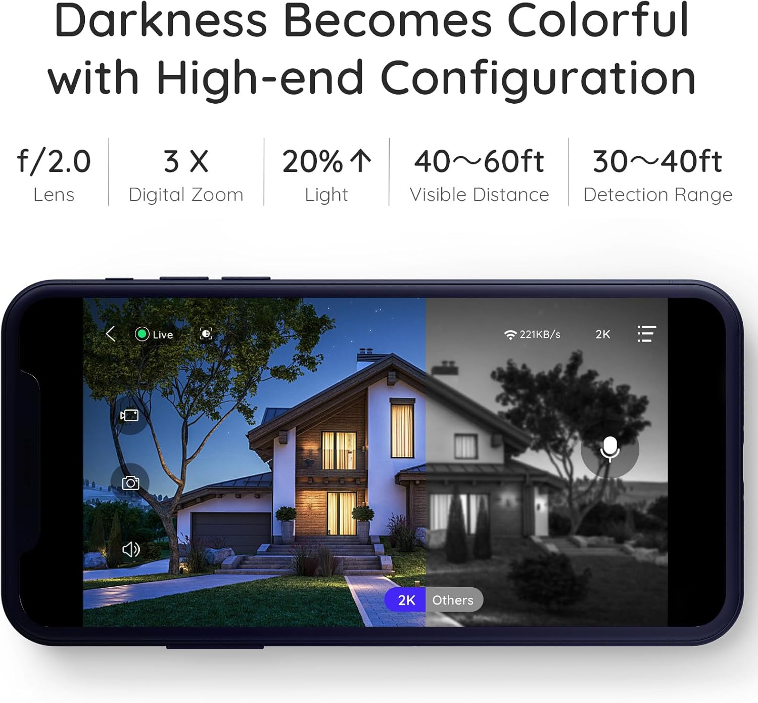 Outdoor Security Camera Wireless 2K Camera for Home Security Wireless Outdoor Battery Security Cameras 2.4GHz WiFi Smart Motion Detection,Color Night Vision,Waterproof, Cloud/SD Storage ? ? ? ? ? - Image 2