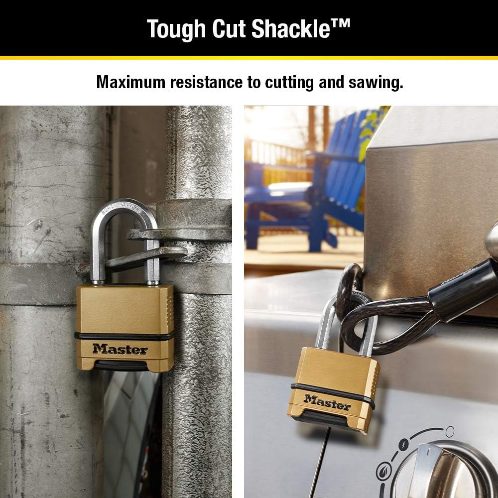 Master Lock Gold Outdoor Combination Lock, Heavy Duty Weather Resistant Padlock, Resettable Combination Lock for Outdoor Use 1.2 x 2 x 3.87 inches, 2 Pack, M175LFEC2 ? ? ? ? ? - Image 2