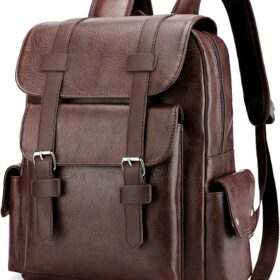 Leather Laptop Backpack Travel Backpack Carry on Flight Approved Dark Drown College Computer Back pack Large Work Backpack for Women Men Teacher Business BackPack ?   ?   ?  ?   ?