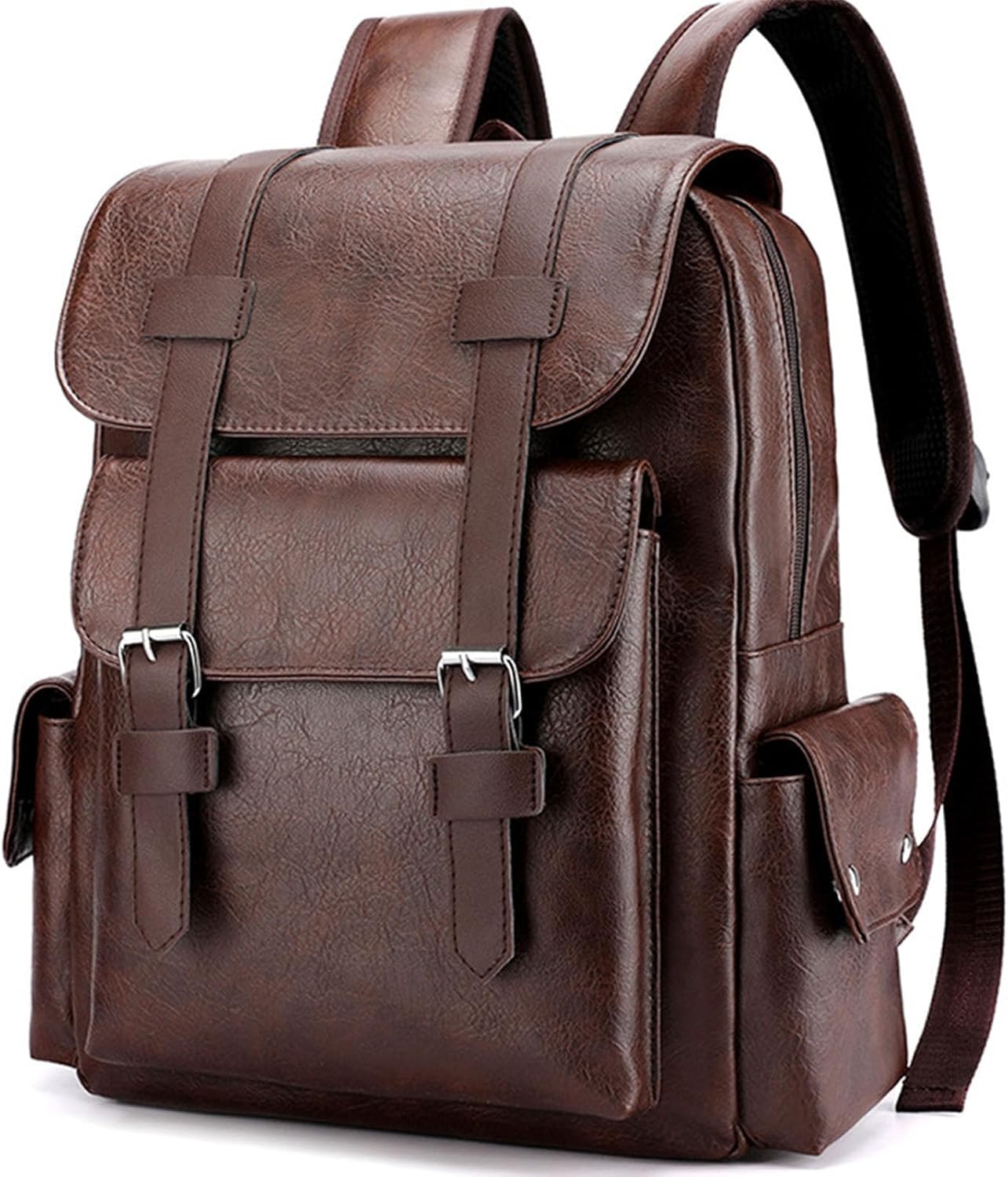 Leather Laptop Backpack Travel Backpack Carry on Flight Approved Dark Drown College Computer Back pack Large Work Backpack for Women Men Teacher Business BackPack ? ? ? ? ?