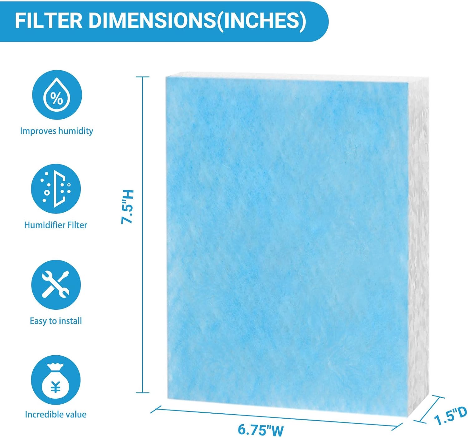 Lemige 6 Pack HFT600 Humidifier Filters T Compatible with Honeywell Humidifier HEV615 and HEV620, Compare to part HFT600T HFT600PDQ, Upgraded HFT600PF1 Replacement Wicking Filter T - Image 6
