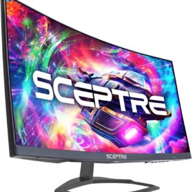 Sceptre Curved 24.5-inch Gaming Monitor up to 240Hz 1080p R1500 1ms DisplayPort x2 HDMI x2 Blue Light Shift Build-in Speakers, Machine Black 2023 (C255B-FWT240)                 