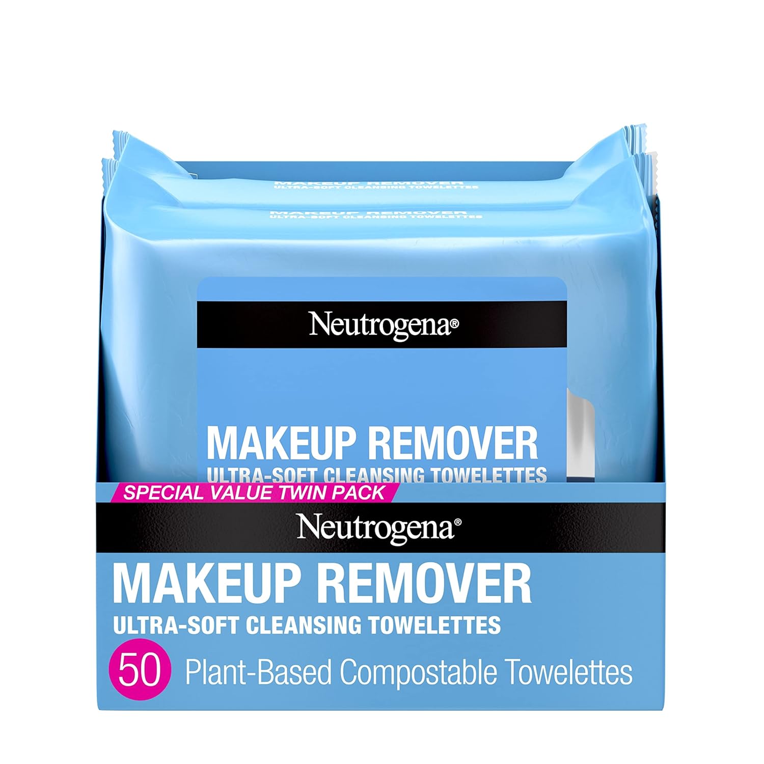 Neutrogena Makeup Remover Wipes, Ultra-Soft Cleansing Facial Towelettes for Waterproof Makeup, Alcohol-Free, Plant-Based, Twin Pack, 25 Count (Pack of 2) ? ? ? ? ?