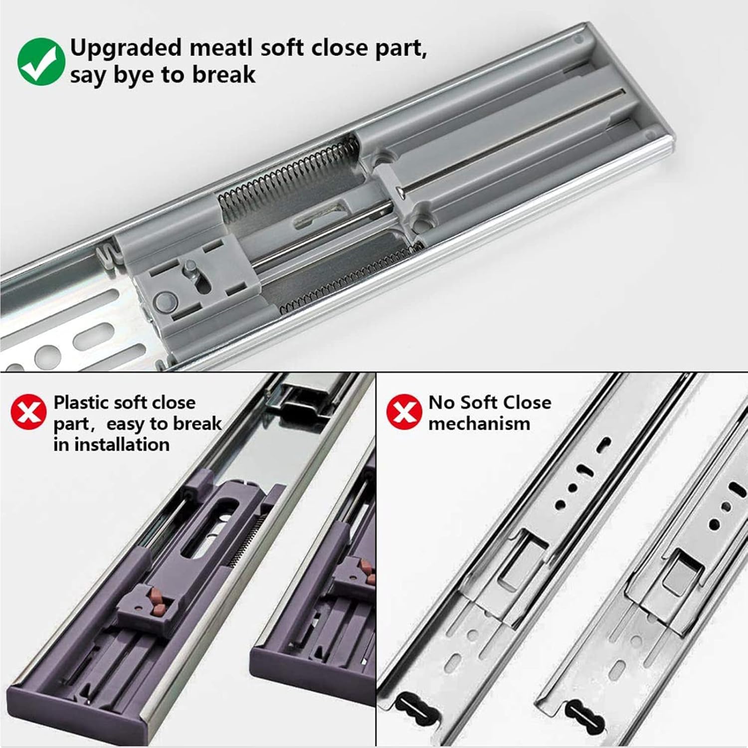 LONTAN 1 Pairs Soft-Close Drawer Slides 20 Inch Full Extension and Ball Bearing Cabinet Drawer Slides - SL4502S3-20 Heavy Duty Dresser Drawer Slides 100lb Capacity ? ? ? ? ? - Image 5