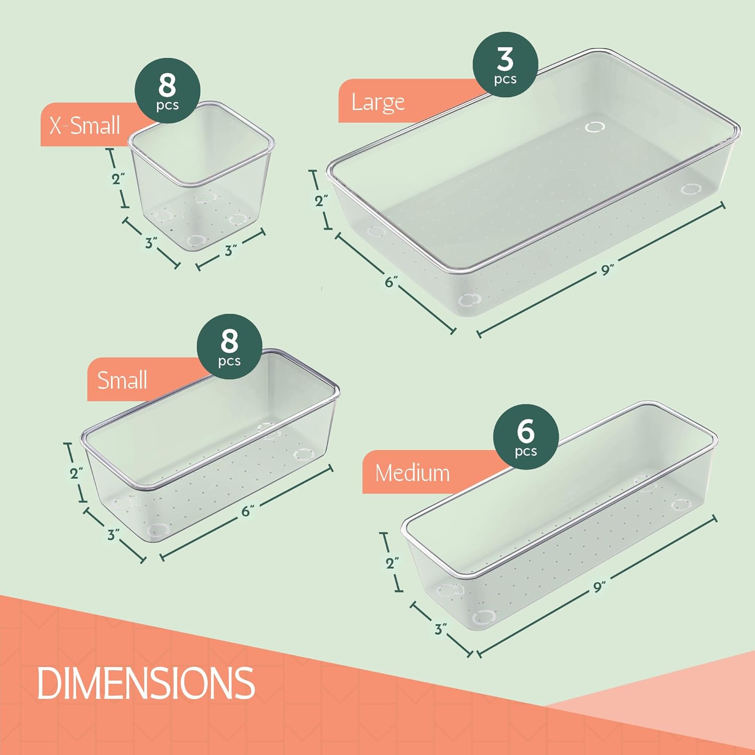drawer organizer bins (Clear, 25-Pcs Set) ? ? ? ? ? - Image 2
