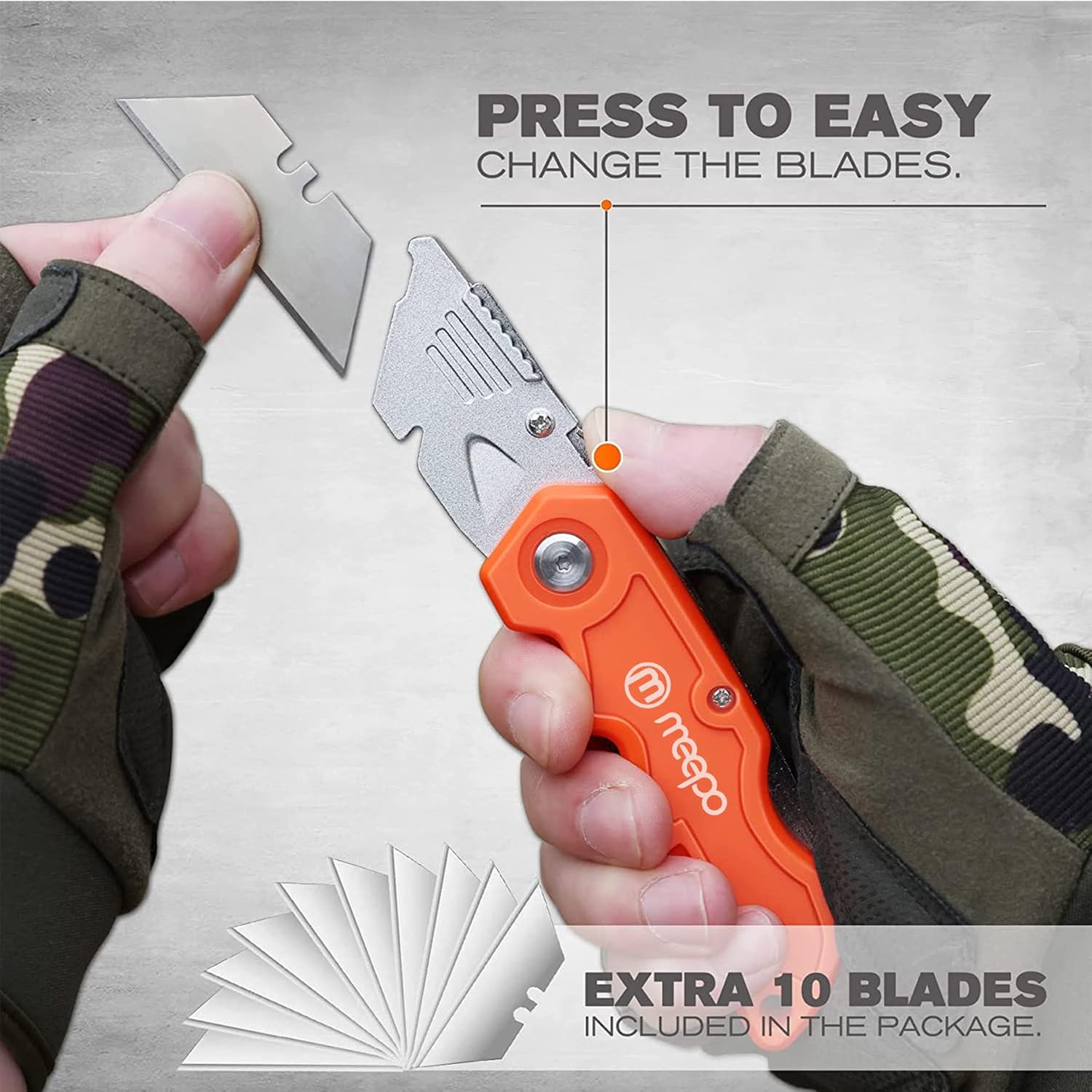 Box Cutter, 4-Pack Tough Folding Box Cutter for Heavy Duty Purpose, Razor Sharp Blade, Comfortable Handle, with Extra 10-Piece Blades, Can cut Drywall, Sheet Plastic, Linoleum, Boxes, Rope ? ? ? ? ? - Image 3