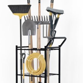 Garden Tool Organizer with Wheels, Garage Tool Storage and Organization with 6 Hooks, Steel Tool Rack Holds Up to 35 Long Handled Yard Tools for Garage, Shed, Basement ?   ?   ?  ?   ?