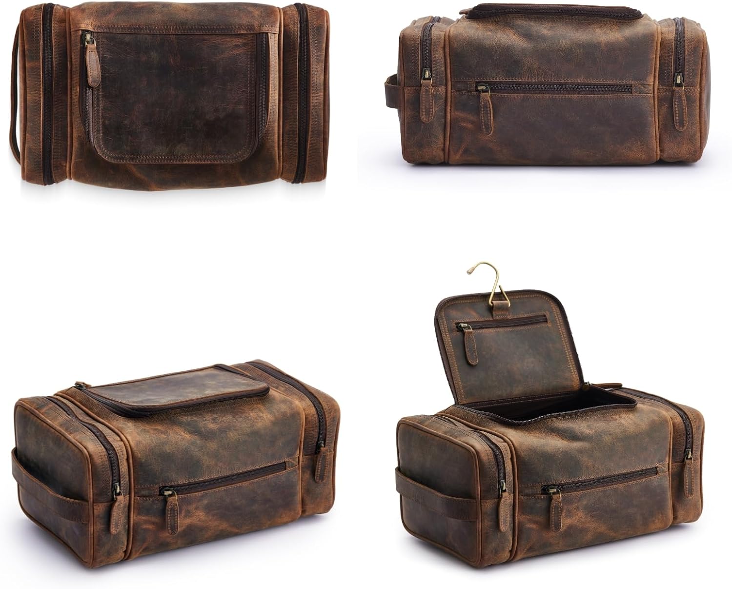 Extra Large Leather Toiletry Bag for Men Women - Premium Leather Men's Toiletry Travel Bag, Dopp Kit for Travel, Leather Pouch, Mens Toiletry Bag for Travel,Large Men's Travel Bag Toiletry Organizer ? ? ? ? ? - Image 2