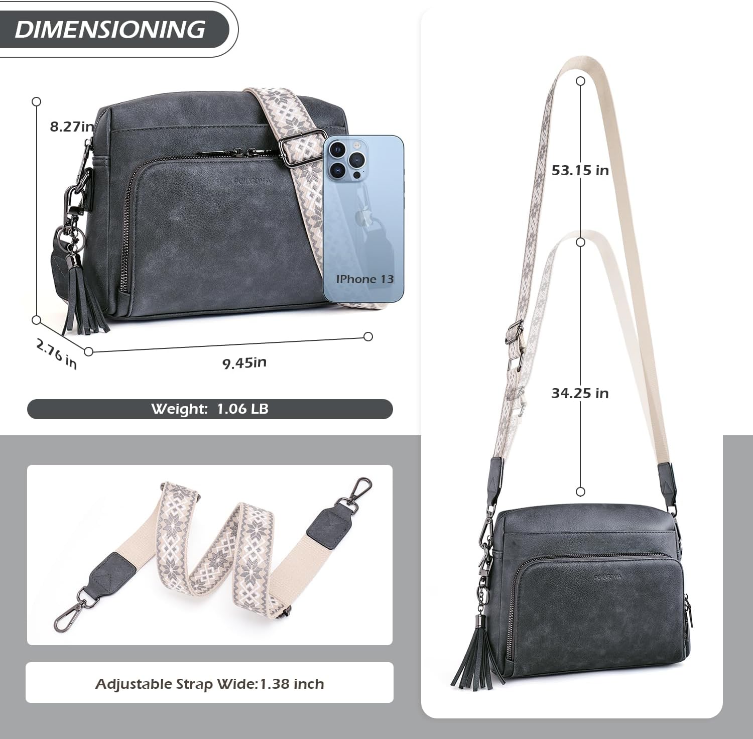 POIUGOYA Crossbody Purses for Women Trendy,Vegan Leather Medium Crossbody Bag,Women's Crossbody Travel Purse Built in Wallet ? ? ? ? ? - Image 5