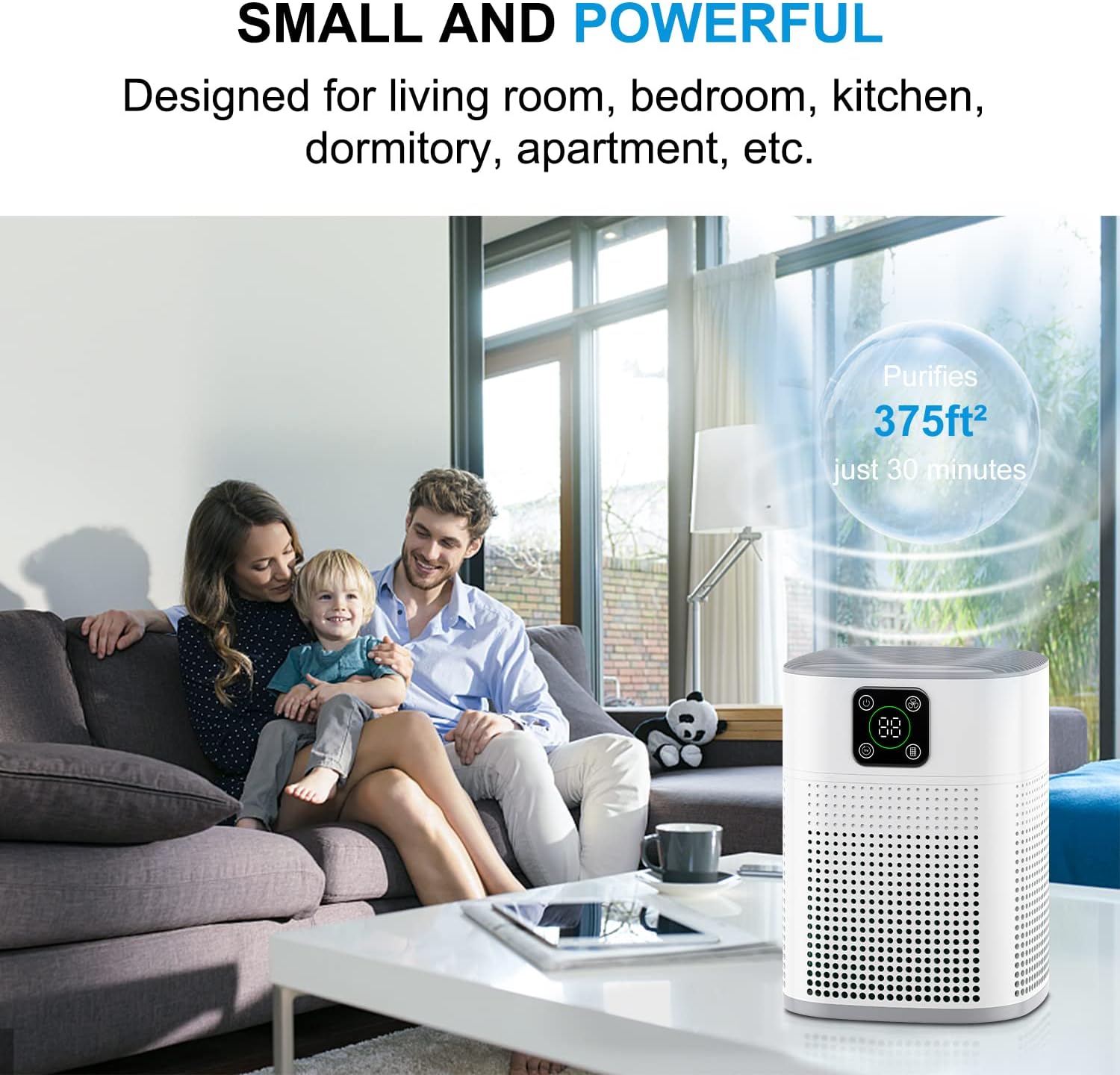 Air Purifiers for Bedroom, Honeyuan H13 HEPA Air Purifier for Home Large Room 600 sqft, Air purifiers with 360?Air Intake, 3 Fan Speeds, 3-Stage Filtration, White ? ? ? ? ? - Image 4